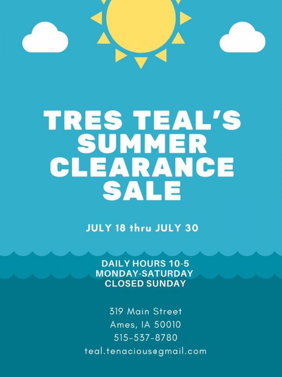 Tres Teal Summer Clearance Sale